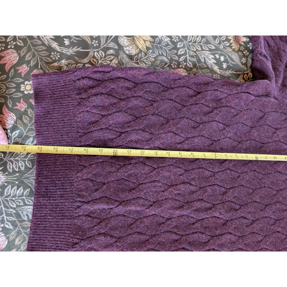 Daniel Cremieux Alpaca Sweater Mens Large Maroon Cable Knit V-Neck Old Money